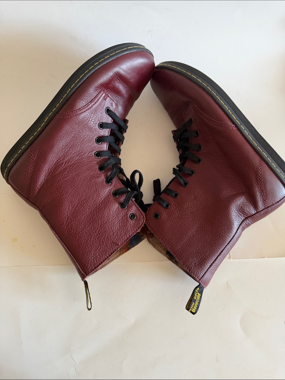 Dr. Martens Burgundy Leather Lace-Up Combat Boots - Picture 7 of 11